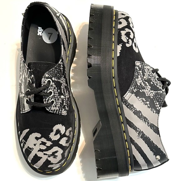 Dr. Martens 1461 ANIMAL CLASH LEATHER & SUEDE PLATFORM SHOES Women’s Size 7